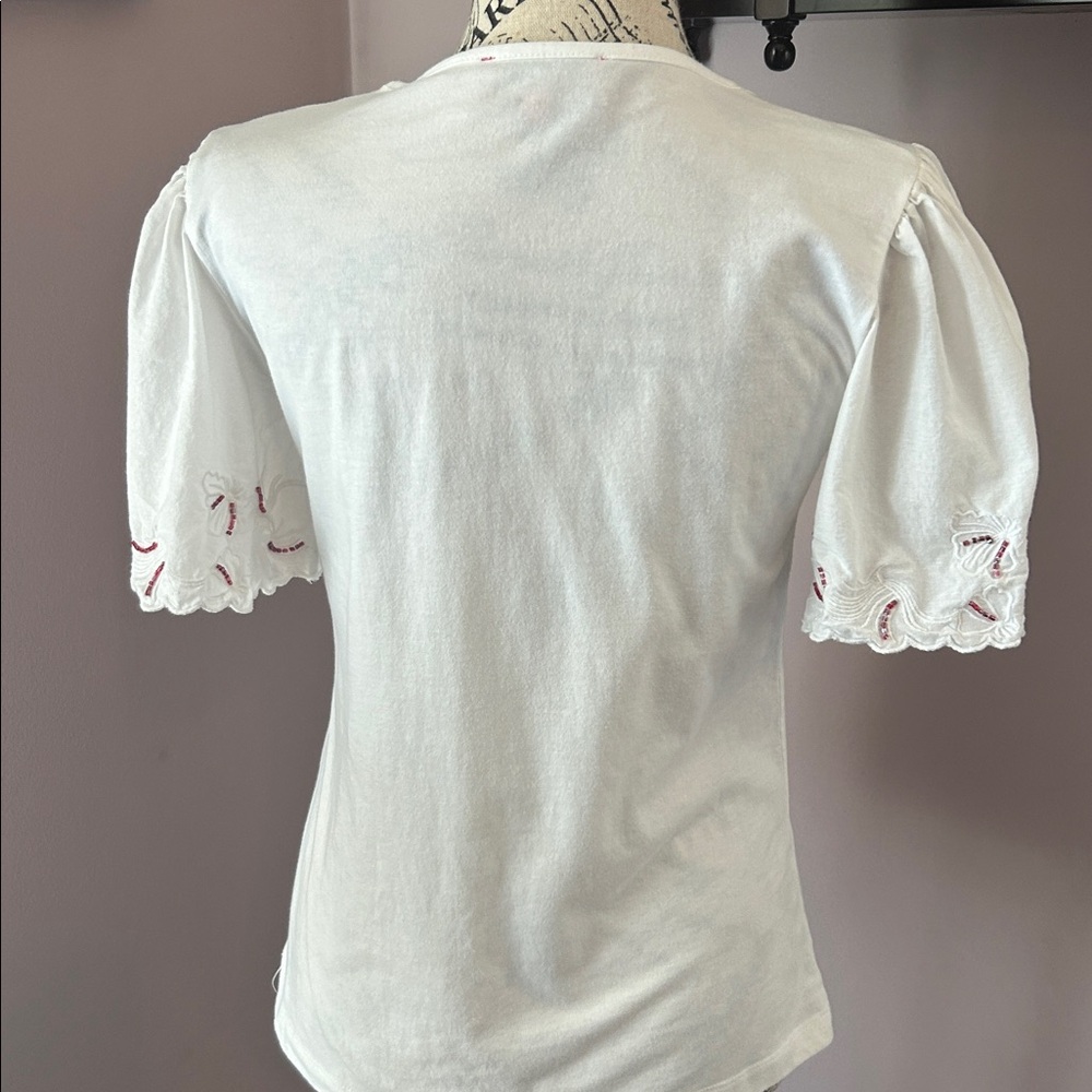 size Small White Tee with Tiger and Floral Print - Picture 5 of 5